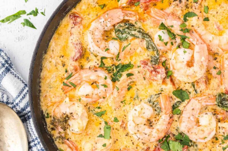 Low Carb Creamy Tuscan Shrimp Skillet